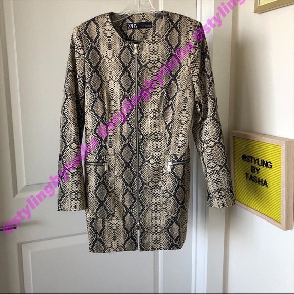 NWOT ZARA Snakeskin Frock Dress Coat SZ L in Women - Picture 6 of 7